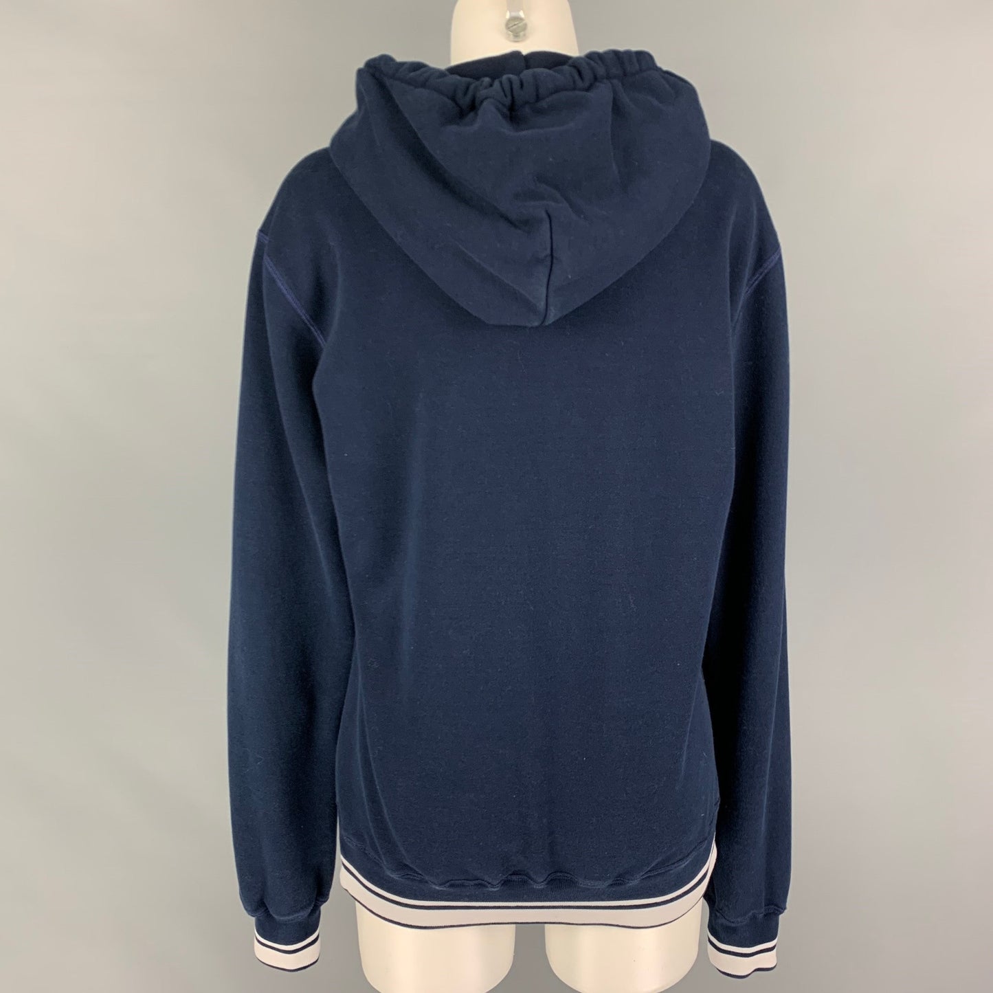 DOLCE & GABBANA Size 8 Navy White Cotton Polyester Logo Hoodie