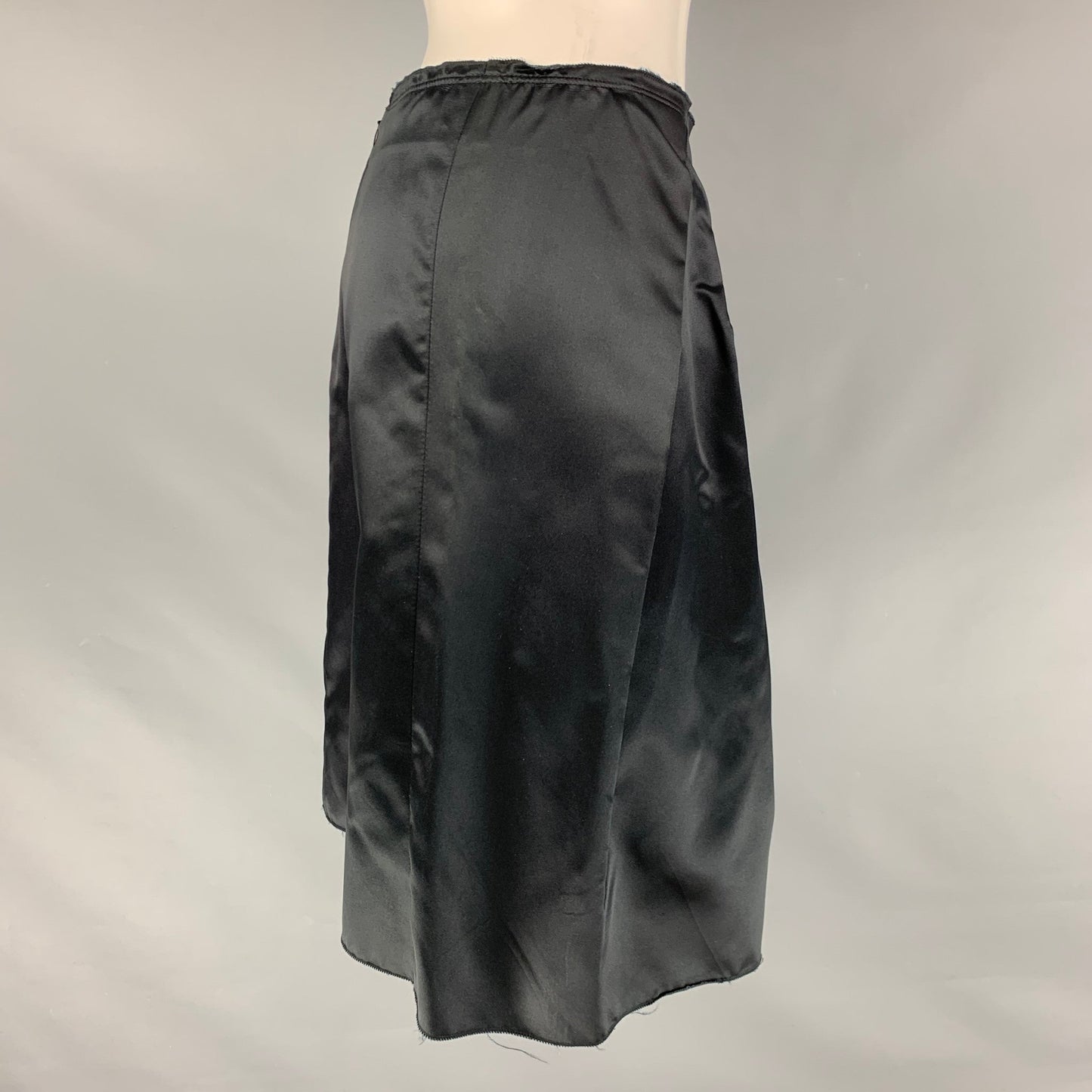 PRADA Size 4 Black Silk Pleated Circle Skirt