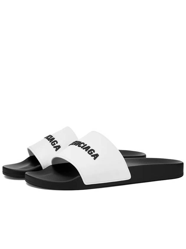 Balenciaga Embossed Logo Band Slippers White Black