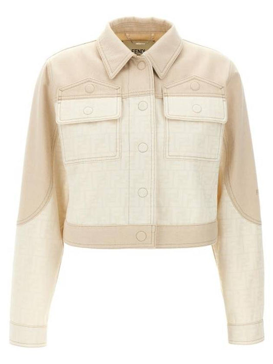 Fendi FF Blouson Jean Denim Jacket White