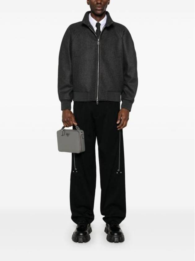 Fendi High Neck Cashmere Bomber Jacket Grey