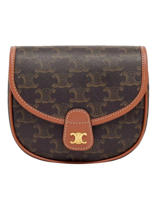 CELINE Triomphe Besace Mini Cross Bag Tan