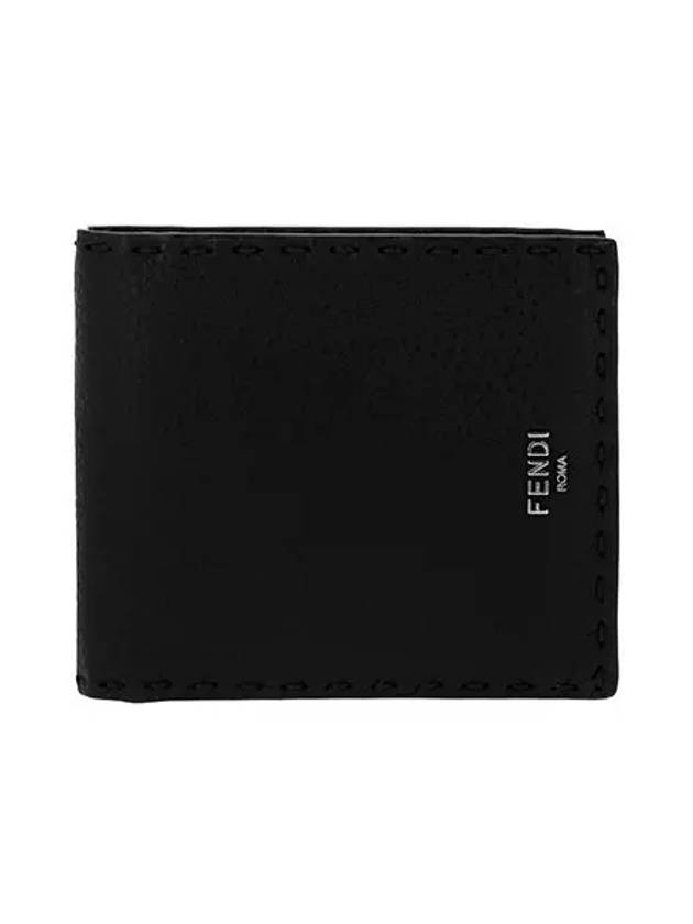 Fendi Selleria Leather Half Wallet Black