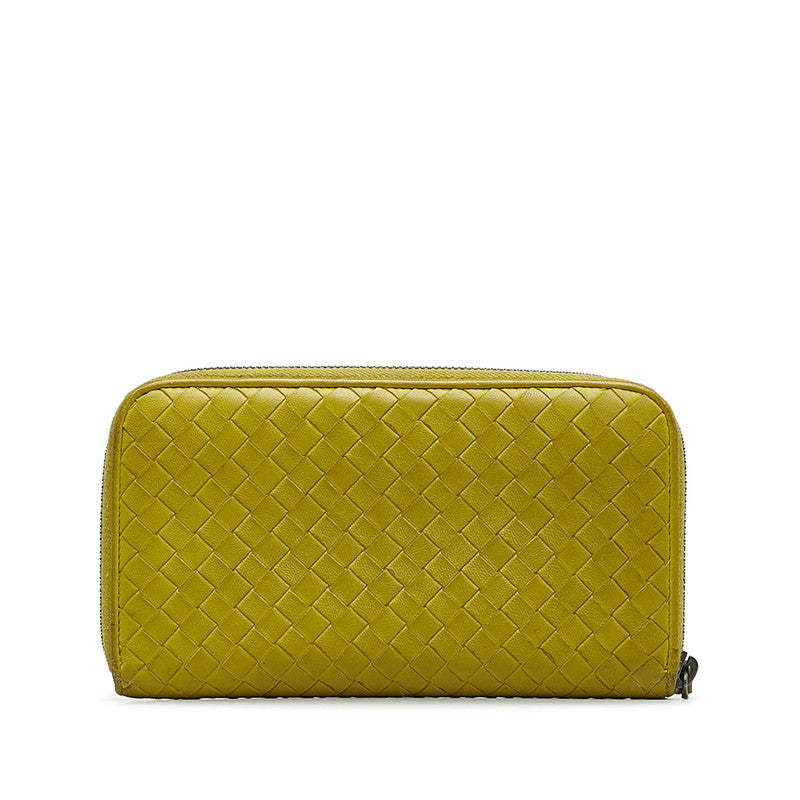 Bottega Veneta  Intrecciato Long Wallet in Leather Yellow Ladies