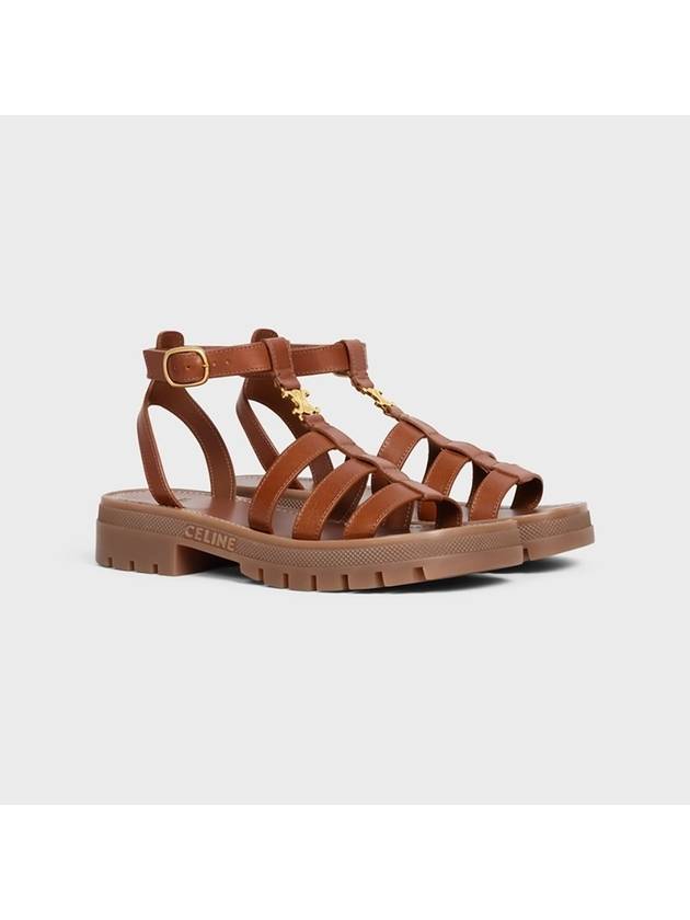 CELINE Clea Triomphe Gladiator Sandals Tan