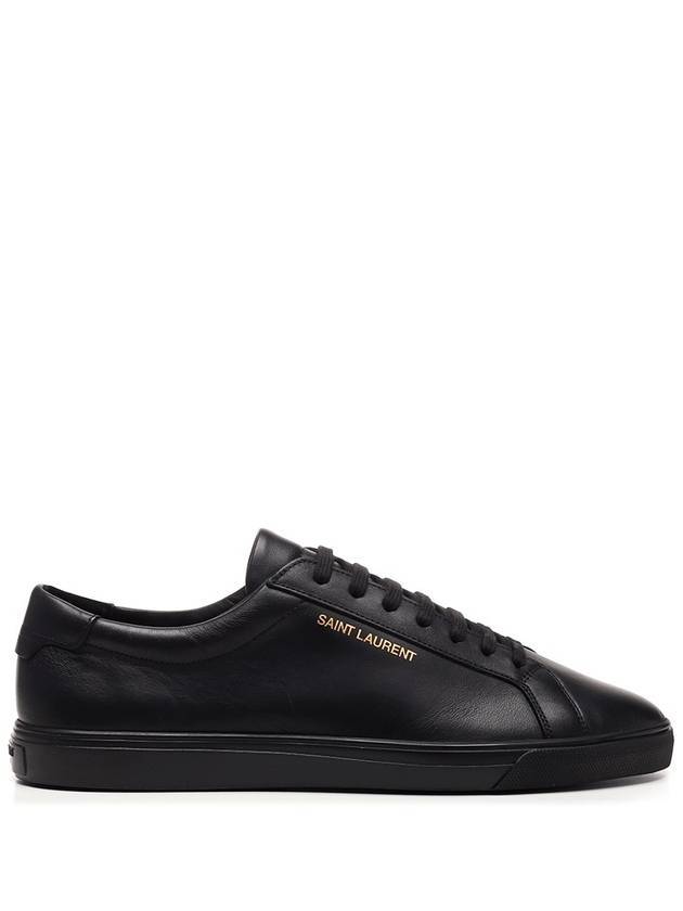Saint Laurent Andy Embossed Logo Leather Low Top Sneakers Black