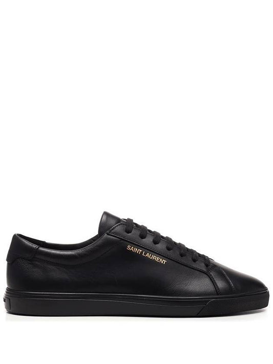 Saint Laurent Andy Embossed Logo Leather Low Top Sneakers Black