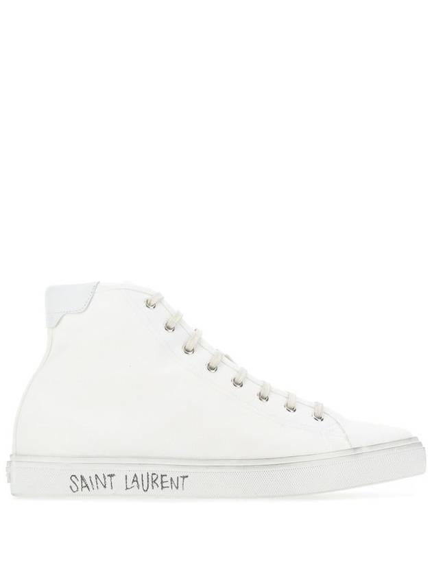 Saint Laurent Malibu Logo Canvas High Top Sneakers White