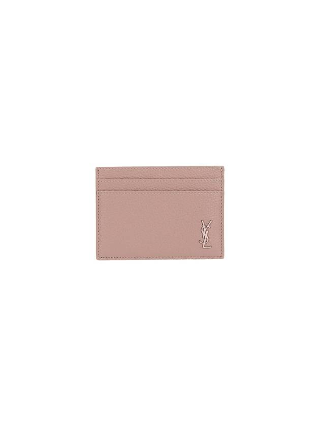 Saint Laurent Casandre Small Grain Leather Card Wallet Greysih Brown