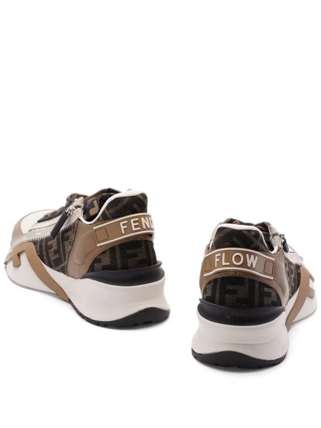 Fendi Flow FF Jacquard Leather Running Low Top Sneakers Brown