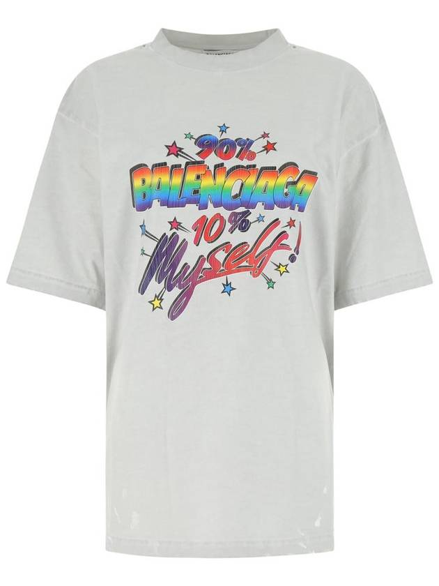 Balenciaga 90/10 Slogans Print Large Fit Short Sleeve T-Shirt White