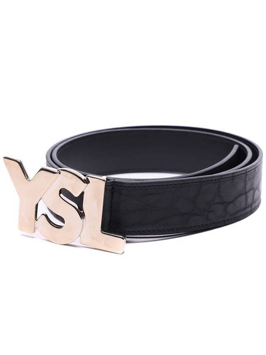 Saint Laurent Logo Leather Belt Black