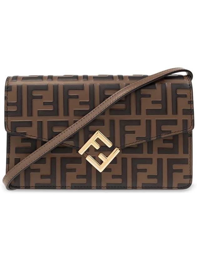 Fendi FF Diamond Flap Shoulder Back Brown