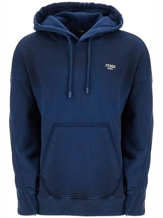 Fendi Oversized Drawstring Hoodie Blue