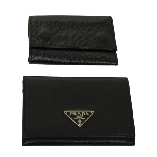 PRADA Card Case Key Case Leather 2Set Black  bs10887