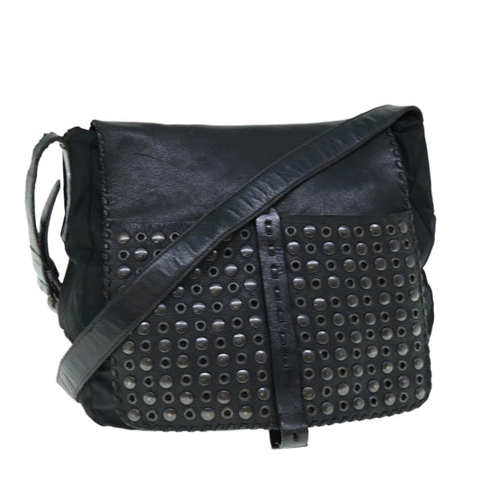 PRADA Shoulder Bag Leather nylon Black  bs11028