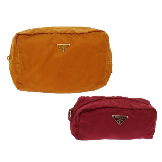 PRADA Pouch Nylon 2Set Red Brown  bs11522