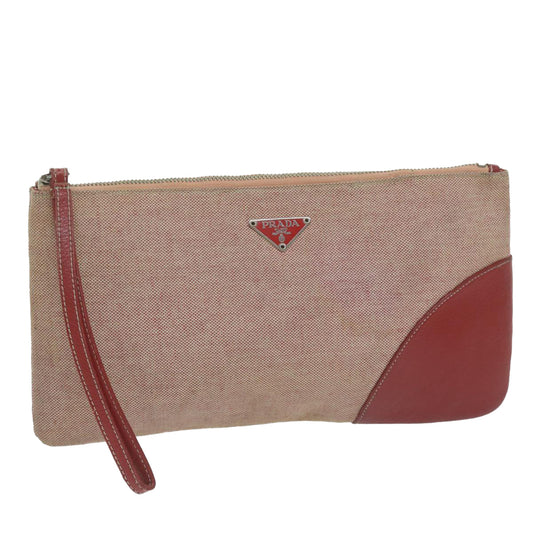 PRADA Pouch Canvas Red  bs11777