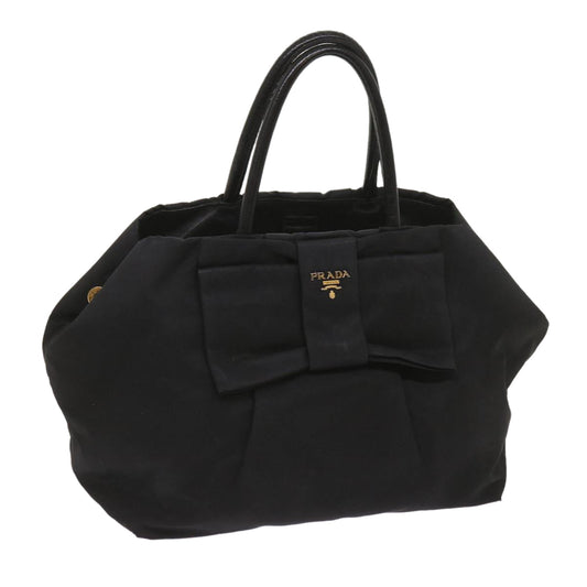 PRADA Ribbon Hand Bag Nylon Black  bs11881