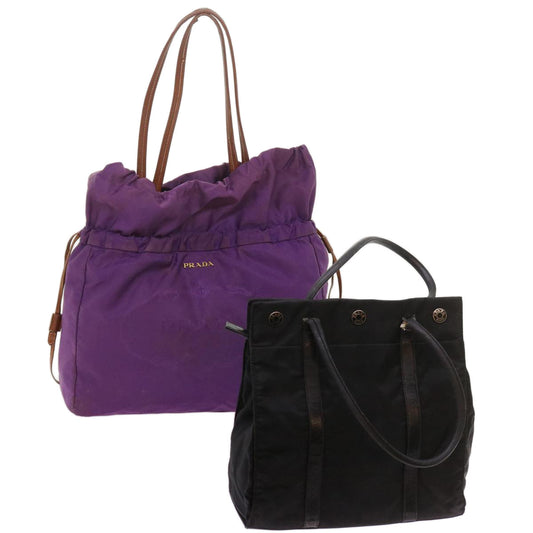 PRADA Tote Bag Nylon 2Set Purple Black  bs12552