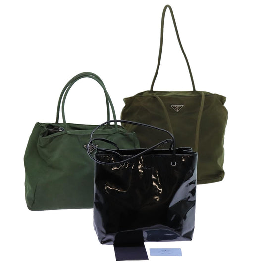 PRADA Tote Bag Nylon 3Set Khaki Black  bs12622