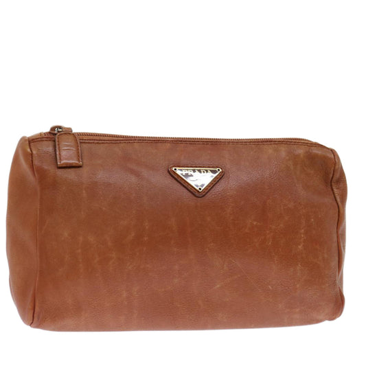 PRADA Pouch Leather Brown  bs12821