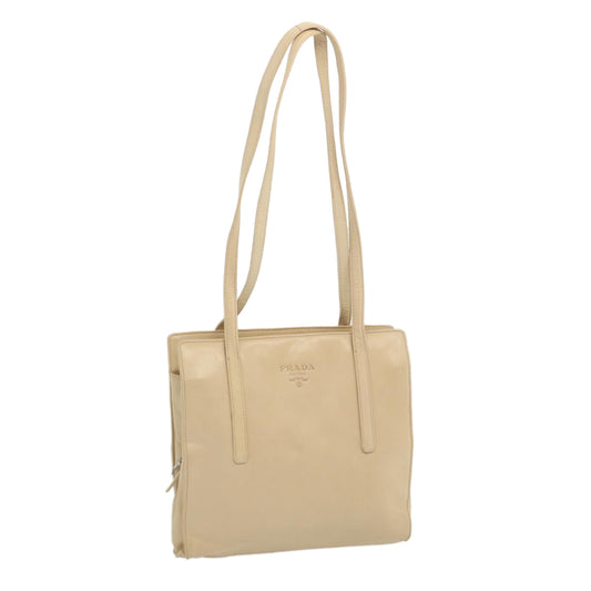 PRADA Shoulder Bag Leather Beige  bs12822
