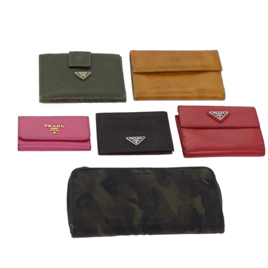 PRADA Key Case Wallet Safiano leather 6Set Black Pink Brown  bs12981