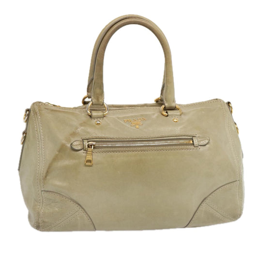 PRADA Hand Bag Leather Gray  bs13155
