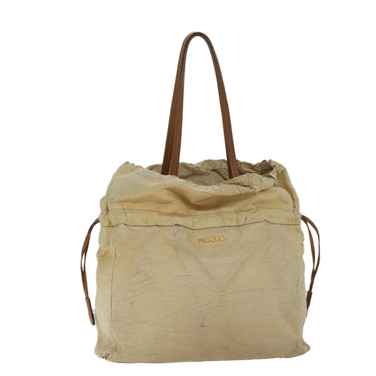 PRADA Shoulder Bag Leather Beige  bs13274