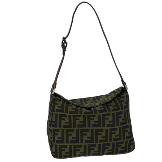 FENDI Zucca Canvas Shoulder Bag Brown Blackbs13717