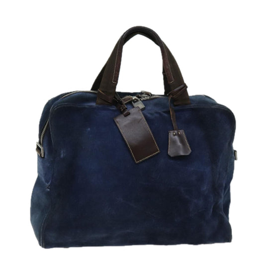 PRADA Hand Bag Suede Navy  bs13802