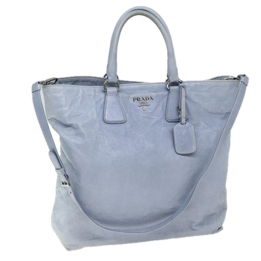 PRADA Hand Bag Leather 2way Light Blue  bs13927