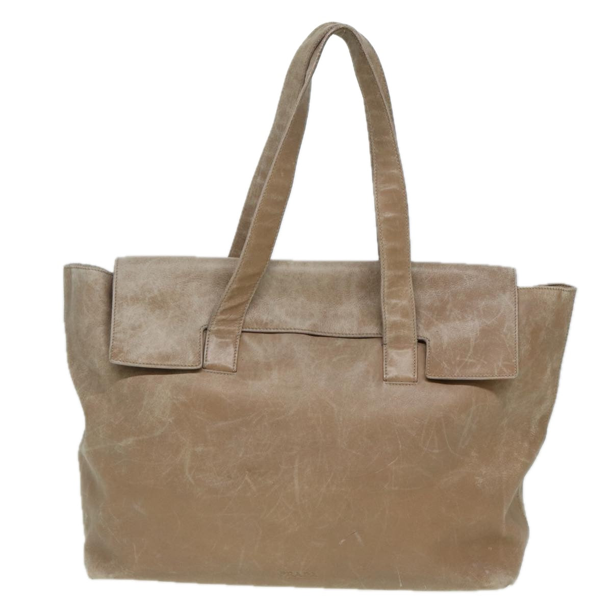PRADA Tote Bag Leather 2Set Yellow Beige  bs14079