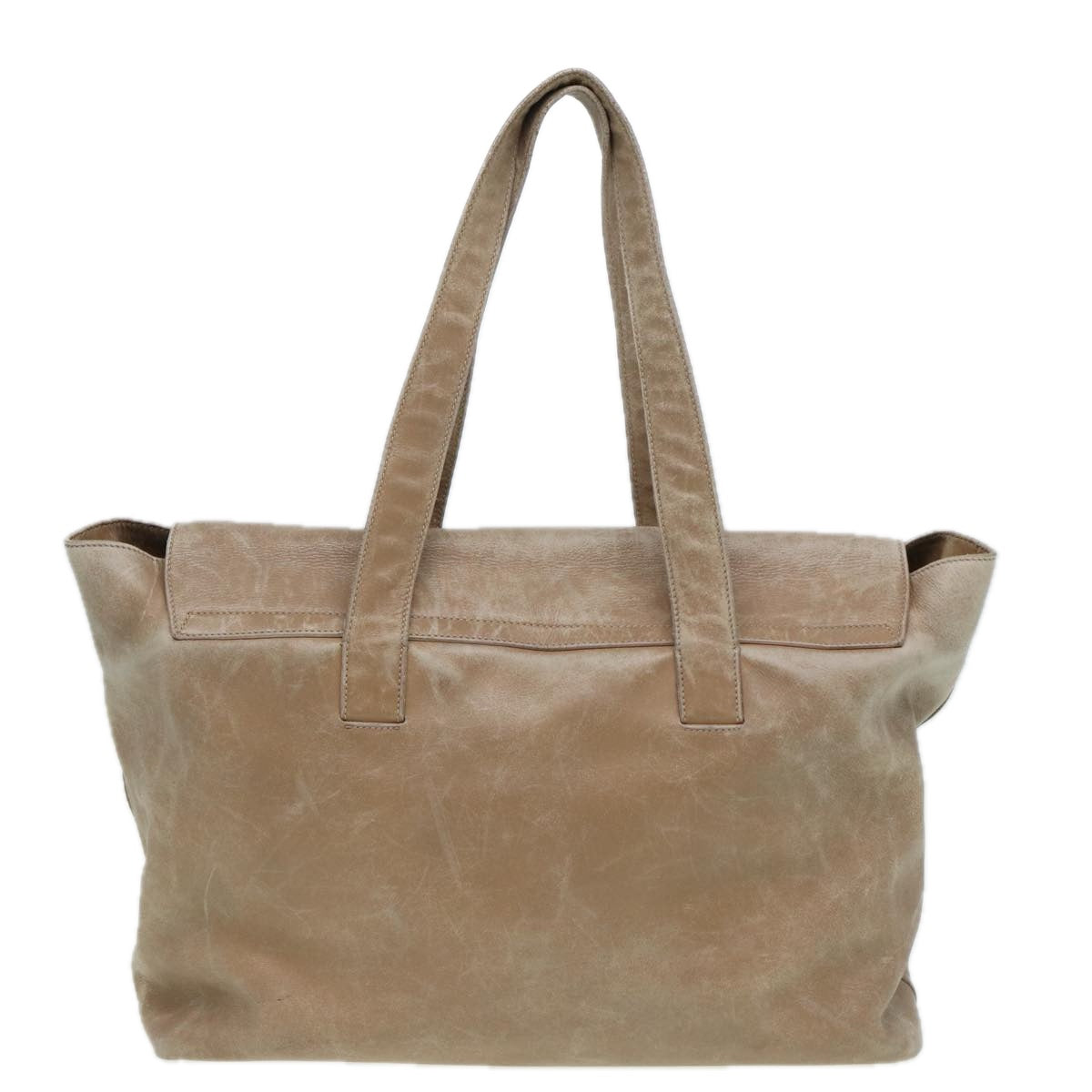 PRADA Tote Bag Leather 2Set Yellow Beige  bs14079