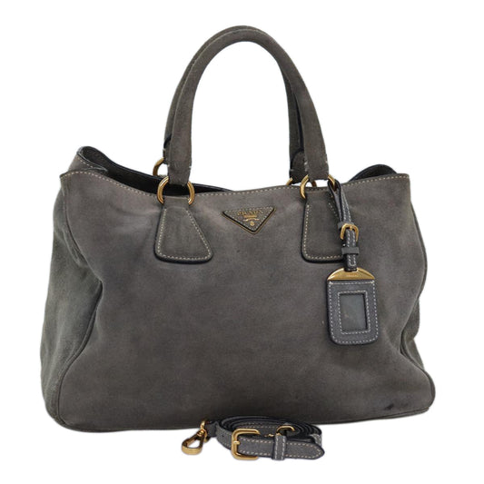 PRADA Hand Bag Suede 2way Gray  bs14208