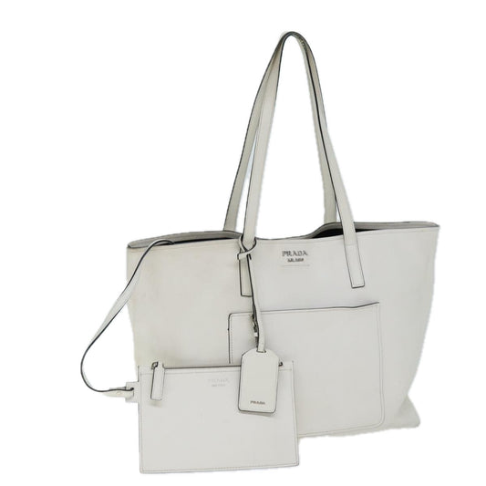 PRADA Tote Bag Leather White  bs14221