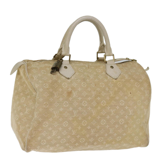 LOUIS VUITTON Monogram Mini Lin Speedy 30 Bag White Dunne M95319 LV bs14261