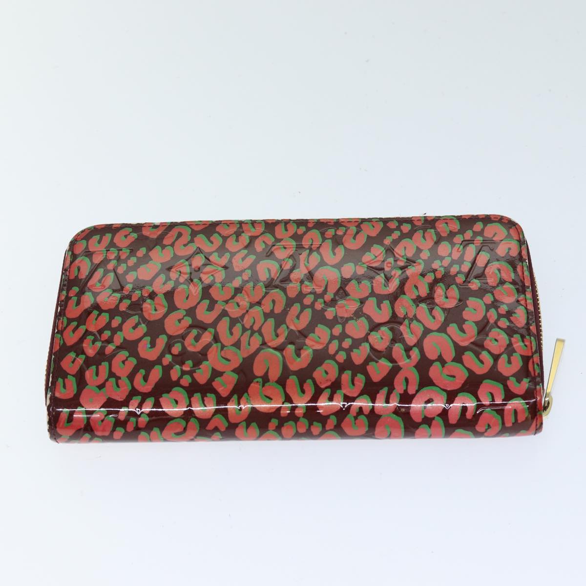 LOUIS VUITTON Vernis Leopard Zippy Wallet Long Wallet Pink M91477 bs14311