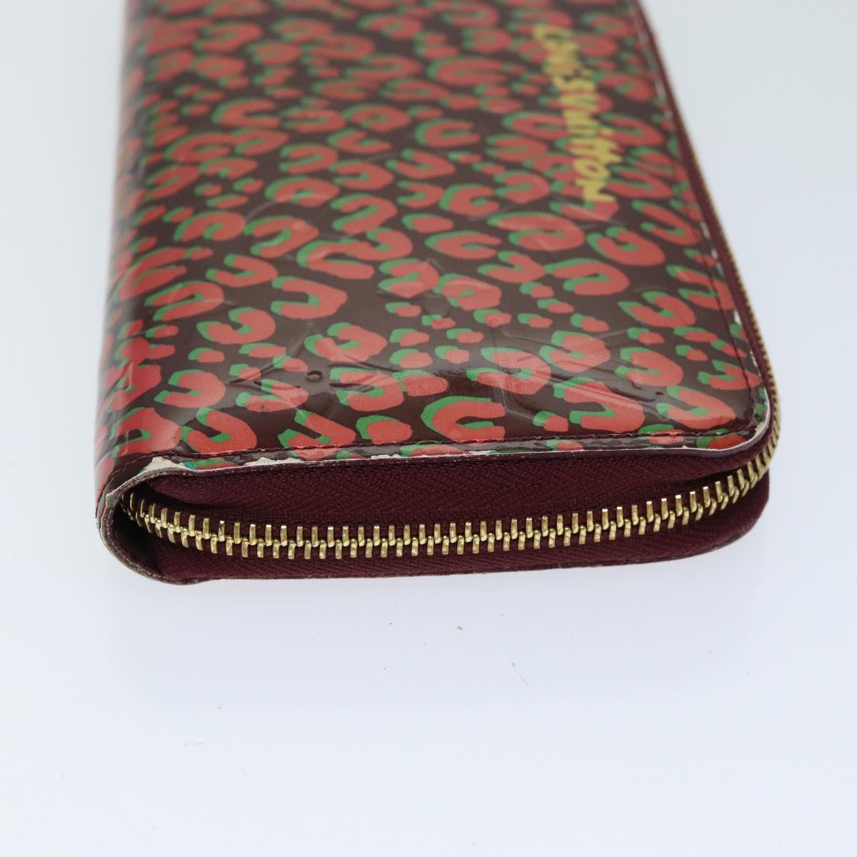LOUIS VUITTON Vernis Leopard Zippy Wallet Long Wallet Pink M91477 bs14311