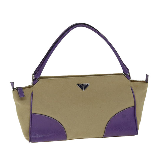 PRADA Hand Bag Canvas Purple Beige  bs14396