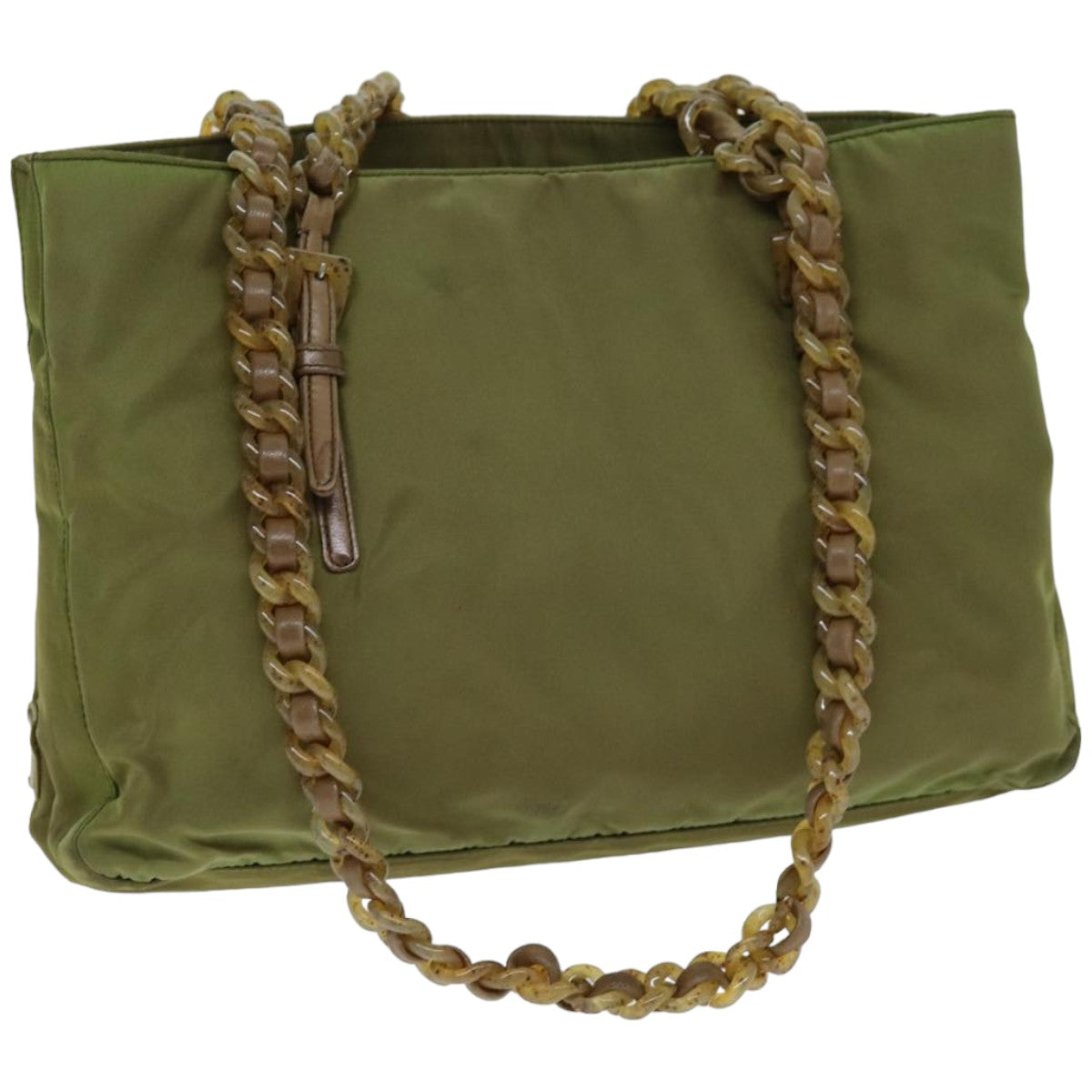 PRADA Chain Shoulder Bag Nylon Khaki  bs14447