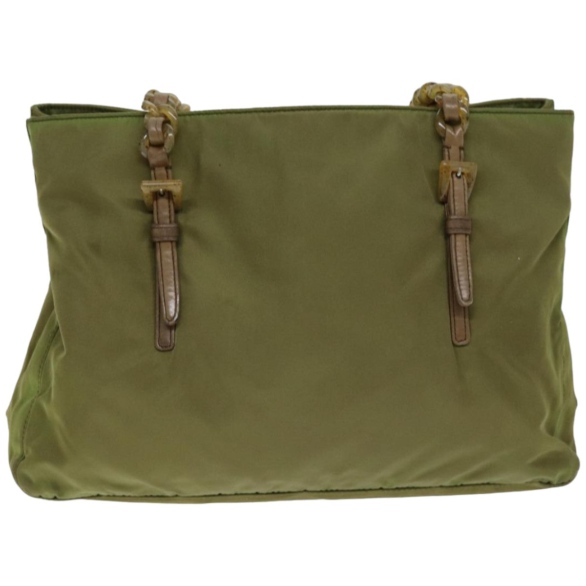 PRADA Chain Shoulder Bag Nylon Khaki  bs14447