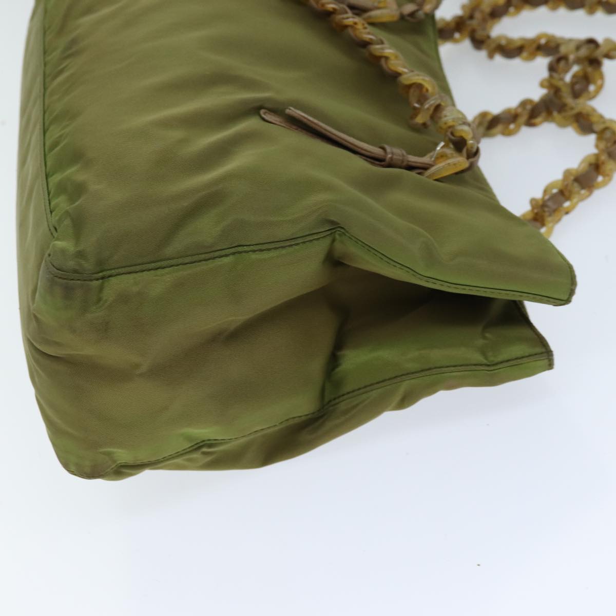 PRADA Chain Shoulder Bag Nylon Khaki  bs14447