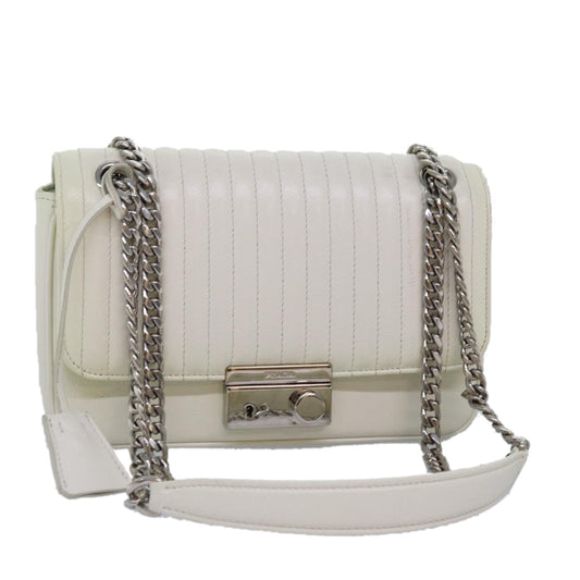 PRADA Chain Shoulder Bag Leather White  bs14567