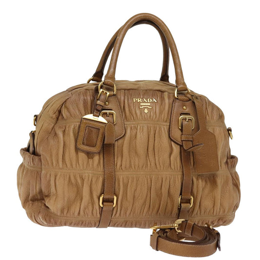 PRADA Hand Bag Leather 2way Brown  bs14902