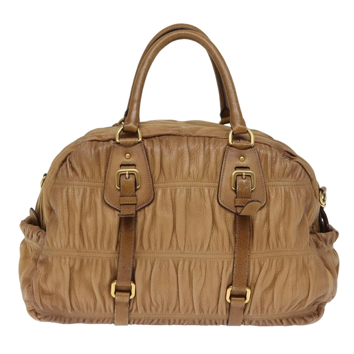 PRADA Hand Bag Leather 2way Brown  bs14902
