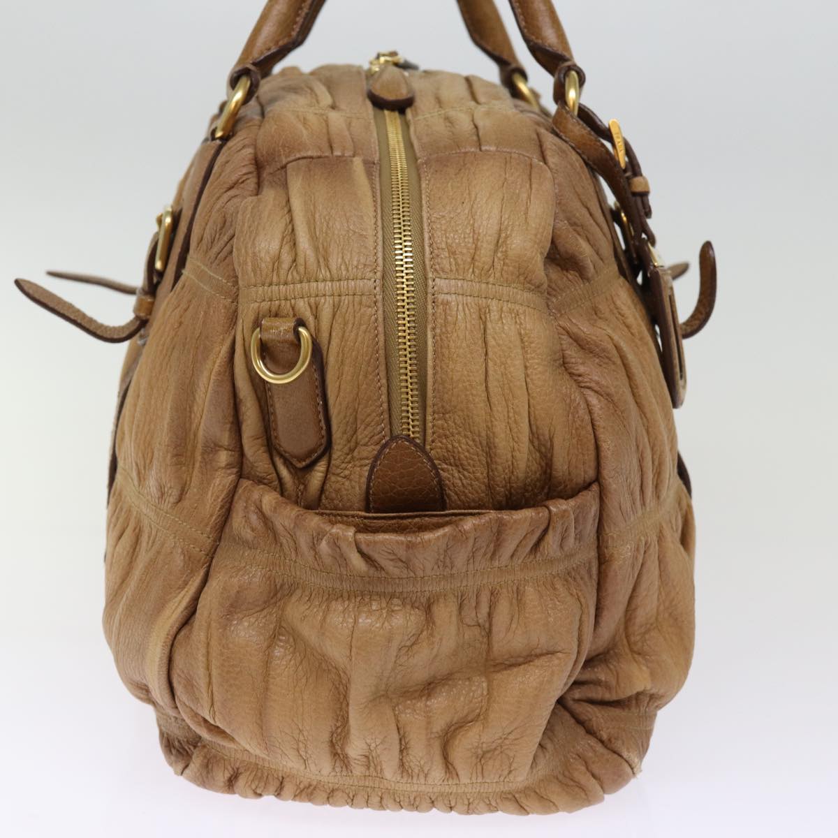 PRADA Hand Bag Leather 2way Brown  bs14902