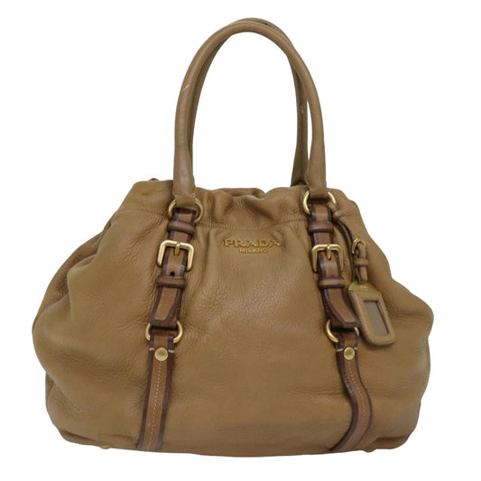 PRADA Hand Bag Leather Beige  bs14993