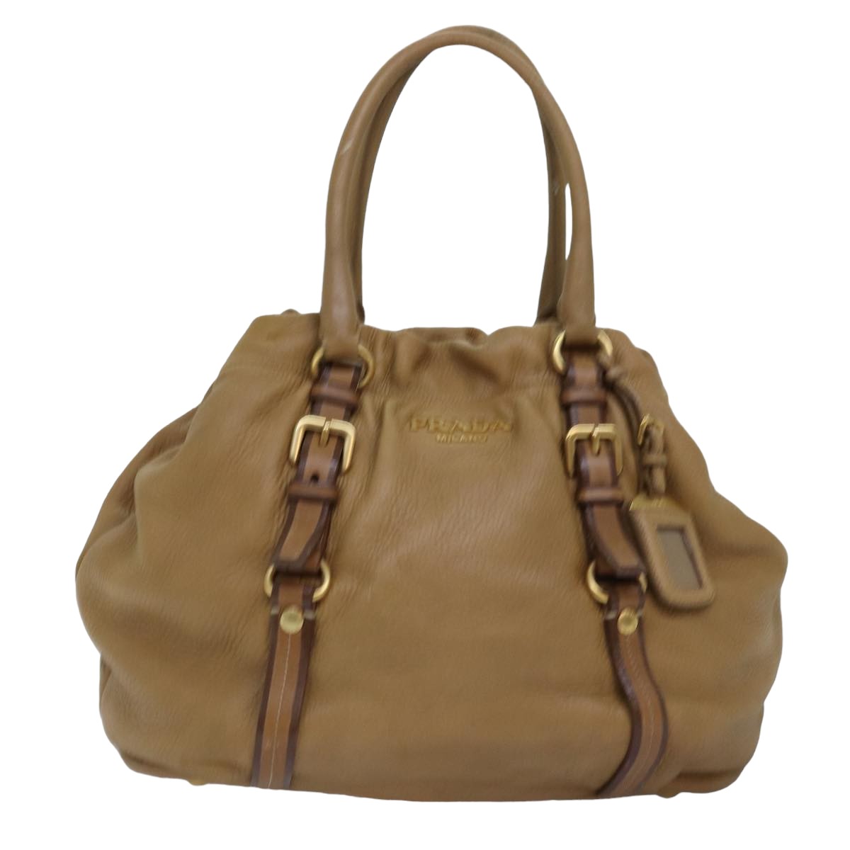 PRADA Hand Bag Leather Beige  bs14993